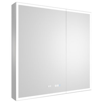 ExBrite LED  Medicine Cabinet Recessed or Surface with Clock, 36"x 36"