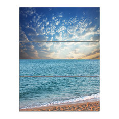 "Fasting Moving Clouds Over Blue Beach" Wall Art, 3 Panels, 28"x36"