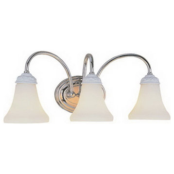 Polished Chrome and Frosted Glass 3-Light Bath