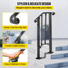 Wrought Iron Handrail Outdoor Stair Rail with Installation Kit, Black, Fit 1-2 Steps