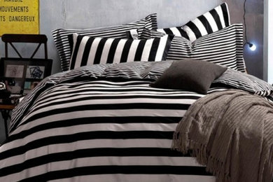 Black and White Stripes Cover Set