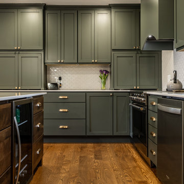 Whimsical Green Kitchen & Living Room Renovation