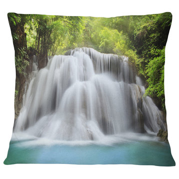 White Huai Mae Kamin Waterfall Abstract Throw Pillow, 16"x16"