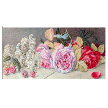 Tile Mural Raspberry with roses flowers Backsplash 4.25" Ceramic Matte