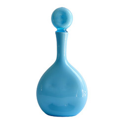 EMPOLI BLUE LOLLIPOP DIMPLED DECANTER - Vases
