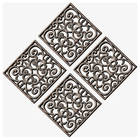 A1HC Rubber Stepping Stone Mat, 12"X12", Set of 4, Paisley Square Bronze