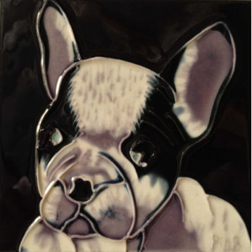 4x4" Terrier Bulldog Art Tile Ceramic Drink Holder Coaster