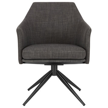 Signa Armchair, Charcoal Fabric With Black Steel Base Set of 1