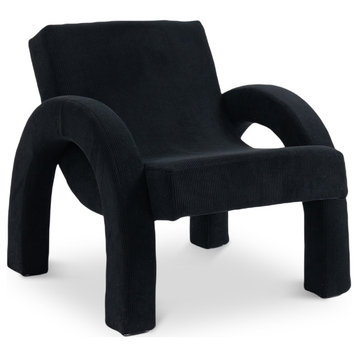 Corduroy Fabric Upholstered Accent Chair, Black