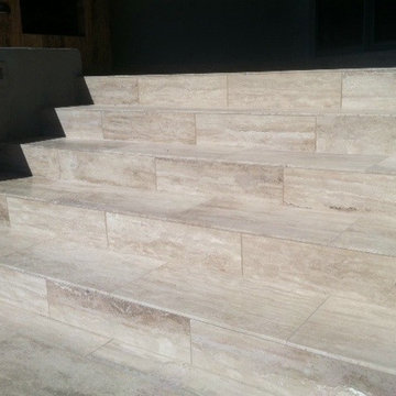 Espresso Marble Limestone Exterior Stair Case