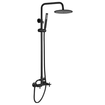 Morea Wall Mount Stainless Steel Dual Function Outdoor Shower, Matte Black