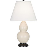 Robert Abbey - Robert Abbey 1775X Small Double Gourd - One Light Table Lamp - Shade Included: TRUE  Cord Color: SilverSmall Double Gourd One Light Table Lamp Bone Glazed Pearl Dupoini Fabric Shade *UL Approved: YES *Energy Star Qualified: n/a  *ADA Certified: n/a  *Number of Lights: Lamp: 1-*Wattage:150w E26 Medium Base bulb(s) *Bulb Included:No *Bulb Type:E26 Medium Base *Finish Type:Bone Glazed