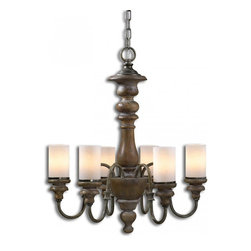 www.essentialsinside.com:  torreano 6 light wooden chandelier - Chandeliers