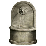 Campania International - Lion Wall Outdoor Water Fountain - The Lion Wall Outdoor Water Fountain creates a serene atmosphere with the sound of flowing water. Simply designed yet classic in appeal it will add a touch of sophistication to your outdoor setting. Masterfully crafted from fiber reinforced cast stone concrete, the fountain is built to last.