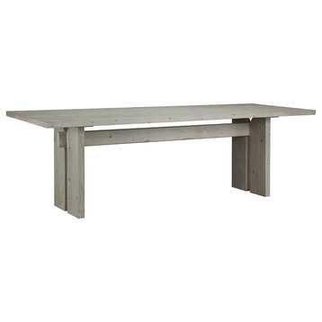 Balboa 94" Rectangular White Pine Trustle Dining Table, a Light Grey Wash