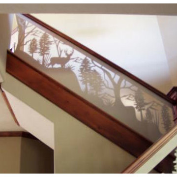 Stair Railing Powder-Coated in Light Color