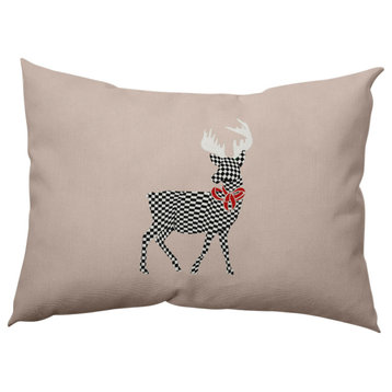 Merry Deer Decorative Throw Pillow, Taupe, 14"x20"