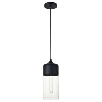 Ashwell 1 Light Pendant in Black And Clear