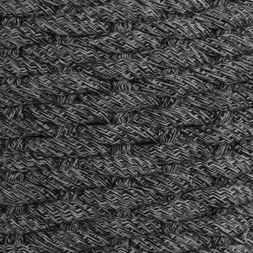 Augusta Round Rope Pouf Ottoman, Gray Fabric