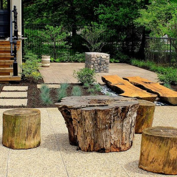Twin Oaks - a modern landscape repurposing a 100 year old Oak tree