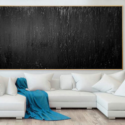Preethi Arts - 84x40 Inches Black Textured Minimal Original Framed Art Modern 3D Artwork - Paintings