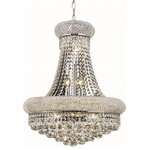 Elegant Lighting - Elegant Lighting V1800D20C/RC Primo - Fourteen Light Chandelier - GǣPrimoGǥ means GǣfirstGǥ in Italian, and the Primo collection lives up to its name as the top choice in classic, dramatic lighting The symmetrical bell-shaped design offers variations in single, double, and triple tiers, with each canopy encrusted with multiple layers of round crystals Delicate strands of crystals flare out from each canopy, ending in a profusion of crystal octagons and balls in the bottom hemisphere base   The Primo series of hanging fixtures comes in finishes of brilliant chrome or gold, which are refracted in the clear crystals  Choose from elegant-cut, royal-cut, Swarovski Spectra, or Swarovski Elements crystals  Width of 20 inches, height of 26 inches, and requires 14 candelabra bulbs   Dining Room/Living Room/Bedroom/Bathroom/Entry Way 2 Years  Clear  Mounting Direction: All Around  Assembly Required: Yes  Canopy Included: Yes  Shade Included: Yes  Dimable: YesPrimo Fourteen Light Chandelier Chrome *UL Approved: YES *Energy Star Qualified: n/a  *ADA Certified: n/a  *Number of Lights: Lamp: 14-*Wattage:40w E12 bulb(s) *Bulb Included:No *Bulb Type:E12 *Finish Type:Chrome