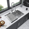 Brushed Nickel Stainless Steel 30 in. Single Bowl Drop-In Kitchen Sink with Sink