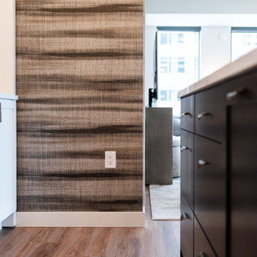 Custom Kitchen Island with Textured Feature Wall