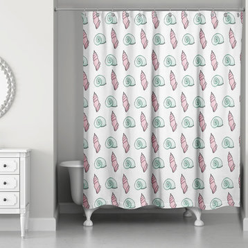 Green and Pink Shells 71x74 Shower Curtain