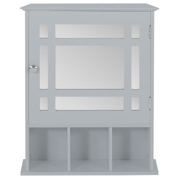 Bavier Medicine Cabinet With Mirror, Grey + Clear