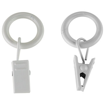 5/8" Noise-Canceling Curtain Rings With Clip, Set of 10, White