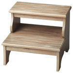 Butler - Butler Melrose Praline Step Stool, Gray - This traditionally styled bed step keeps everything within reach, and its sturdy construction is a “step-up” from other options. Crafted from select hardwood solids and wood products, it features a charming distressed Driftwood finish on cherry veneers. Beyond the bedroom, use this step to reach the top shelves of your kitchen cabinets, or in the office near a tall bookcase.