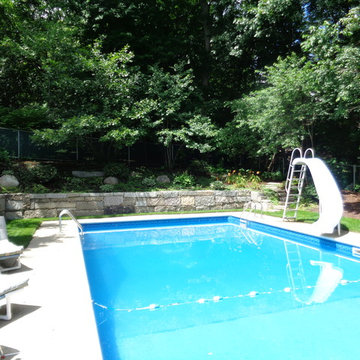 Pool area hardscaping using reclaimed granite