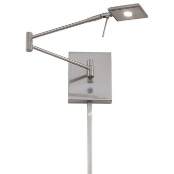 1-Light LED Swing Arm Wall Lamp, Brushed Nickel