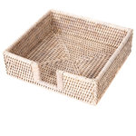 Artifacts Trading Company - Artifacts Rattan™ Luncheon Napkin Holder with Cutout, White Wash - Complete your table setting with this elegant handwoven napkin holder. Whether it's a casual or formal setup, our durable and tight rattan weave stained in honey brown or white wash will complement your napkins or guest towels.