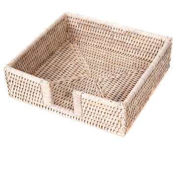 Artifacts Rattan™ Luncheon Napkin Holder with Cutout, White Wash