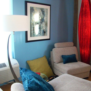 Montreal condo loft with colour