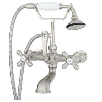 Wall-mount Faucet with British Telephone Handle, Brushed Nickel