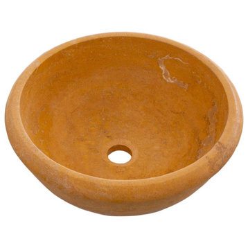 Natural Golden Sienna Natural Stone Vessel Sink Honed and Filled  (D)16" (H)6"