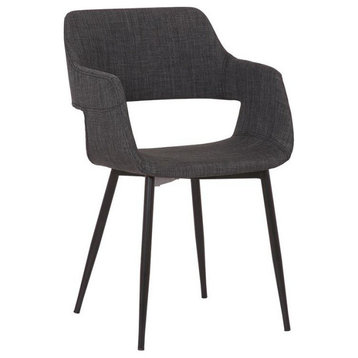 Ariana Mid-Century Open Back Dining Accent Chair, Charcoal