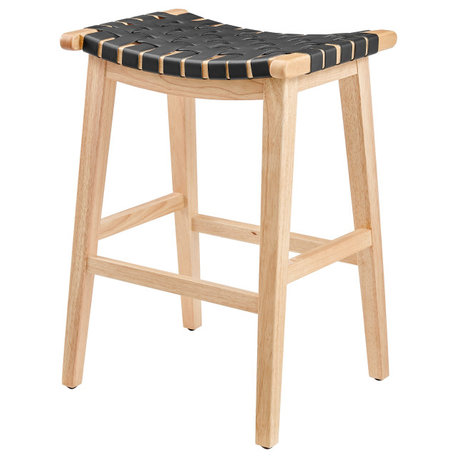Marco PU Backless Counter Stool, Black/Natural