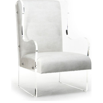 Acrylic Wingback Chair - White Vinyl