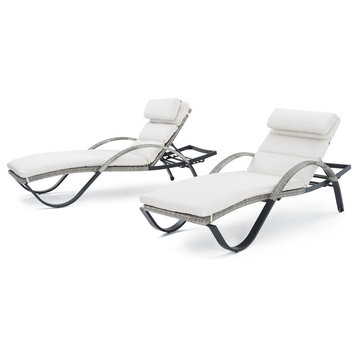 Cannes 2 Piece Aluminum Outdoor Patio Chaise Lounge Chairs, Moroccan Cream