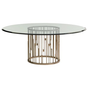 Rendezvous Round Metal Dining Table With 60" Glass Top