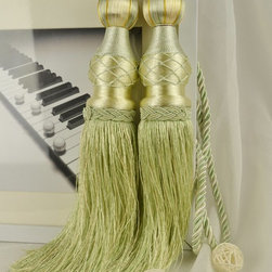 6 Colors QYM45 Polyester Curtain Tassel Tie Backs in Green Color - Window Treatment Accessories