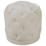 Meridian Furniture - Harper Velvet Upholstered Ottoman/Stool, Cream - Bring brilliant color to life in your room with this Harper Cream Velvet Ottoman/Stool. Jewel-toned upholstery in an eye-grabbing color makes this ottoman a standout in your space, and the deep button tufting adds a glamorous, Hollywood-inspired look. Place this ottoman near a chair in the living room or den to give yourself a posh spot to prop up your feet while you rest and unwind.