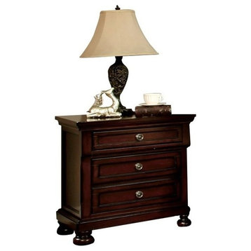 Bowery Hill 3 Drawers Traditional Wood Nightstand in Dark Cherry