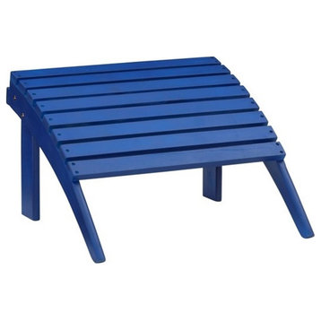 Linon Adirondack Sturdy Solid Acacia Wood Outdoor Ottoman in Blue Stain