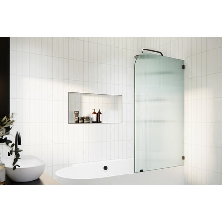Bathtub Fixed Panel, Fluted Radius, Right Hand, Matte Black