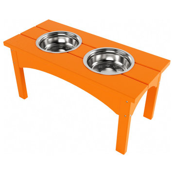 WestinTrends Elevated Modern Pet Stand Feeder for Cats & Dogs, Stainless Bowls, Orange